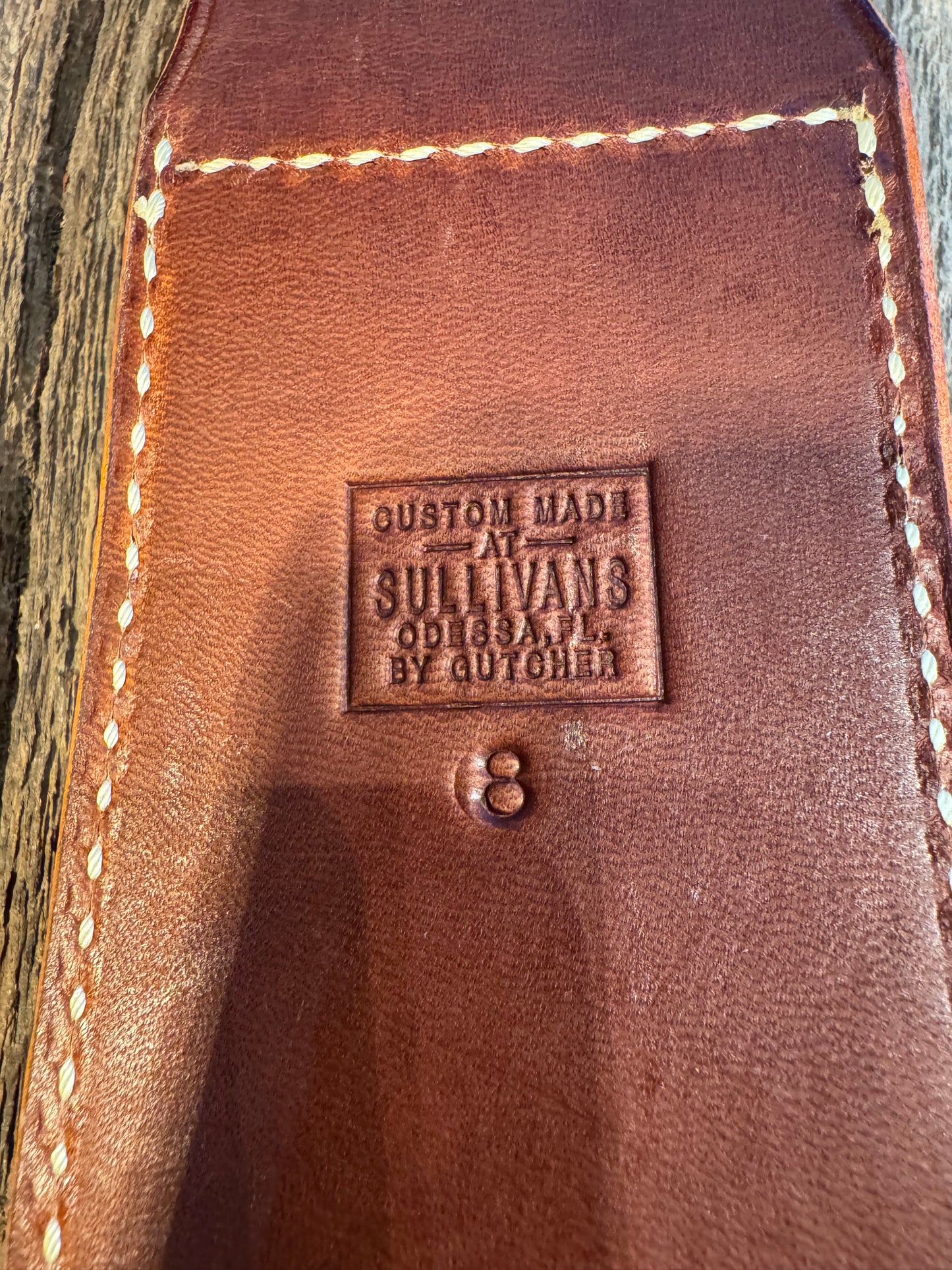 New Randall Sullivans by Gutcher Leather Knife Sheath Model 12-8 Big Bear with Sharpening Stone.