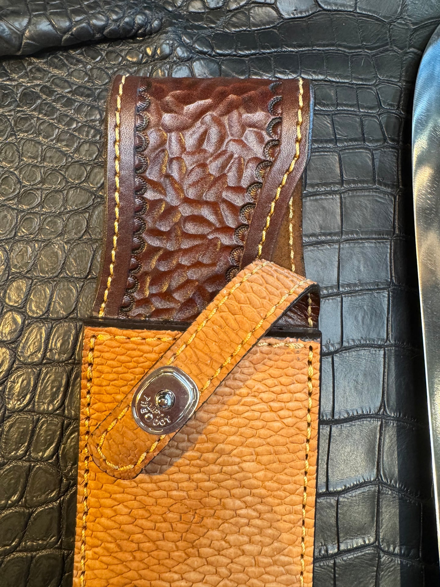 Randall Model Smithsonian “Smitty” Sheath Lugged Hilt in Exotic Beaver Tail by Treeman. (Sheath only)