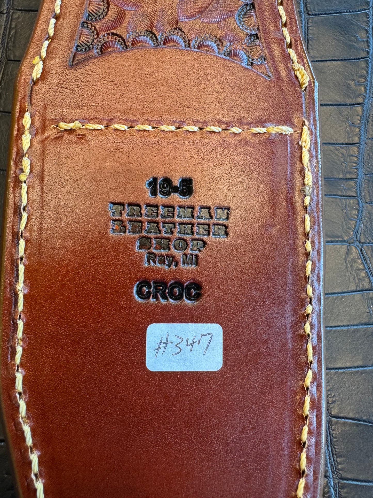 Randall Model 19-5 Exotic Rum Tan Crocodile Sheath from Treeman.