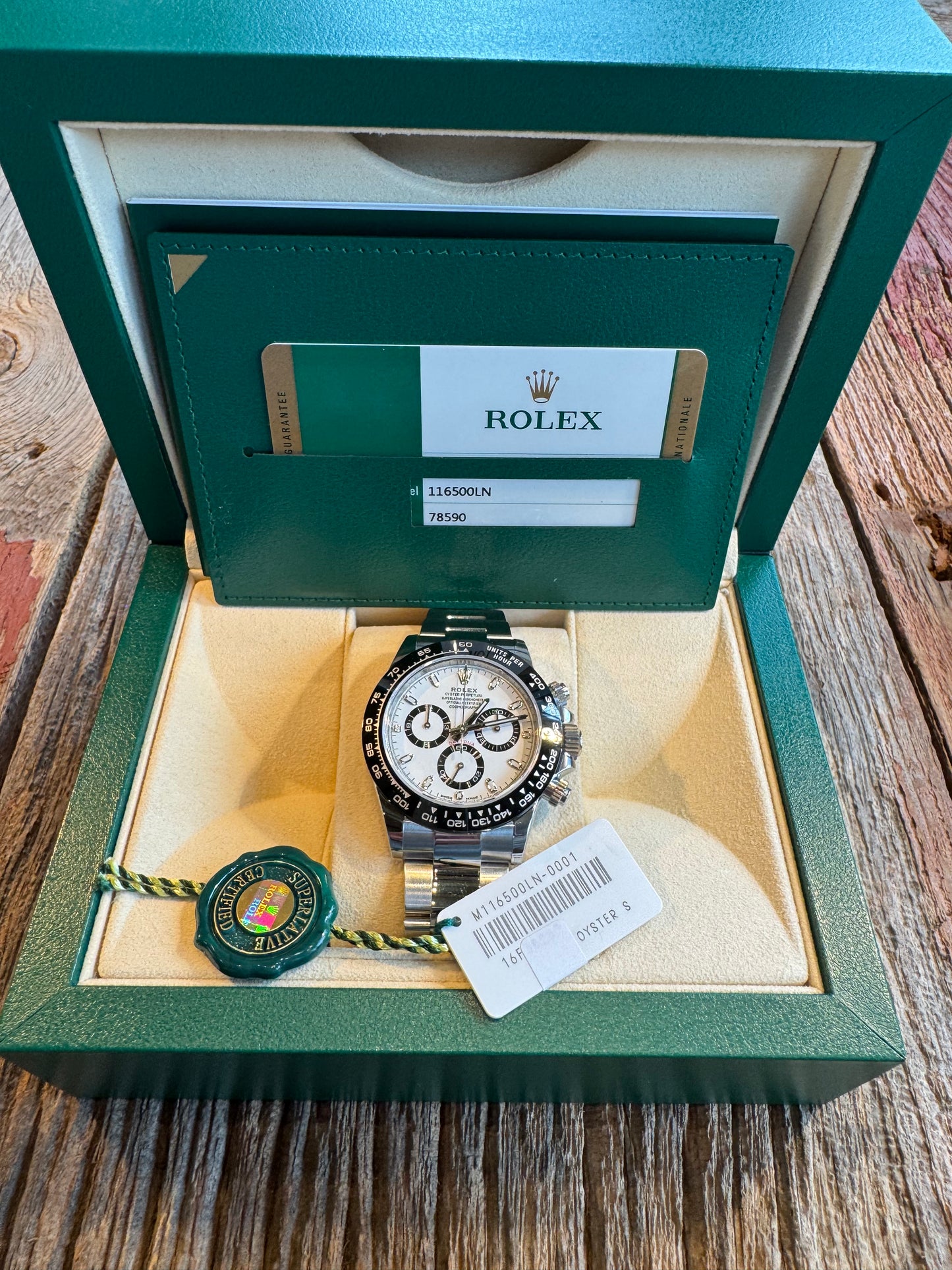New in Box unworn 2018 Rolex Daytona Panda. Model # 116500LN contact via email for details.