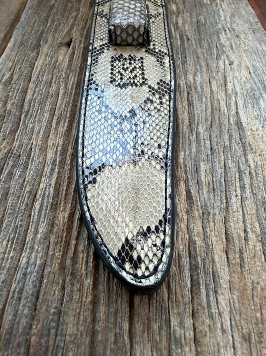 New Randall Model 12-13 Thorp Sheath in Exotic Black and White Python double sided (very rare) Custom Made at Sullivan’s by Gutcher.