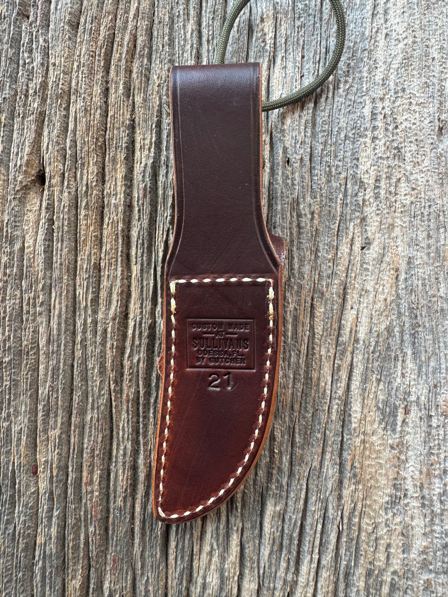 New Randall Sullivans by Gutcher Leather Knife Sheath Model 21 with paracord.
