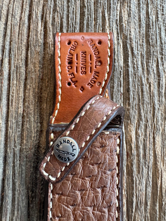 Rare Randall 4 inch sheath in Exotic Ostrich from Sullivans by Gutcher.