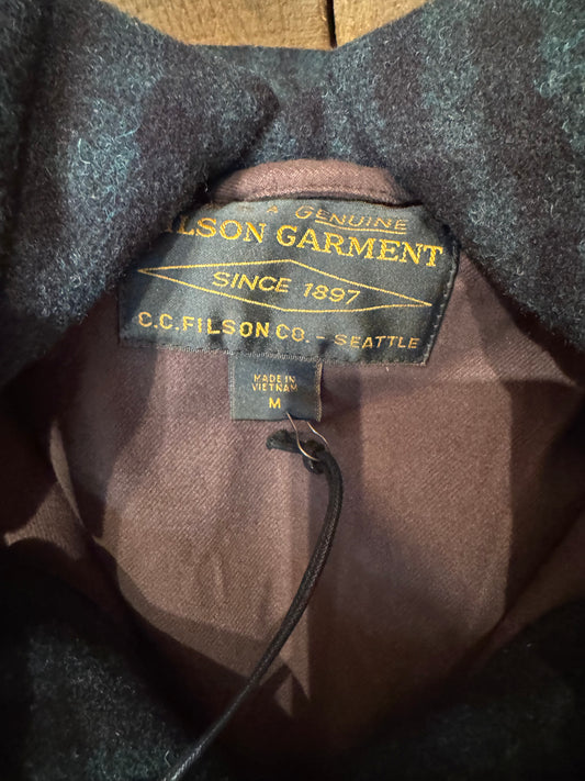 Filson Mackinaw Wool Hooded Cruiser Jacket Timber and Black Size Medium New With Tags 20285030