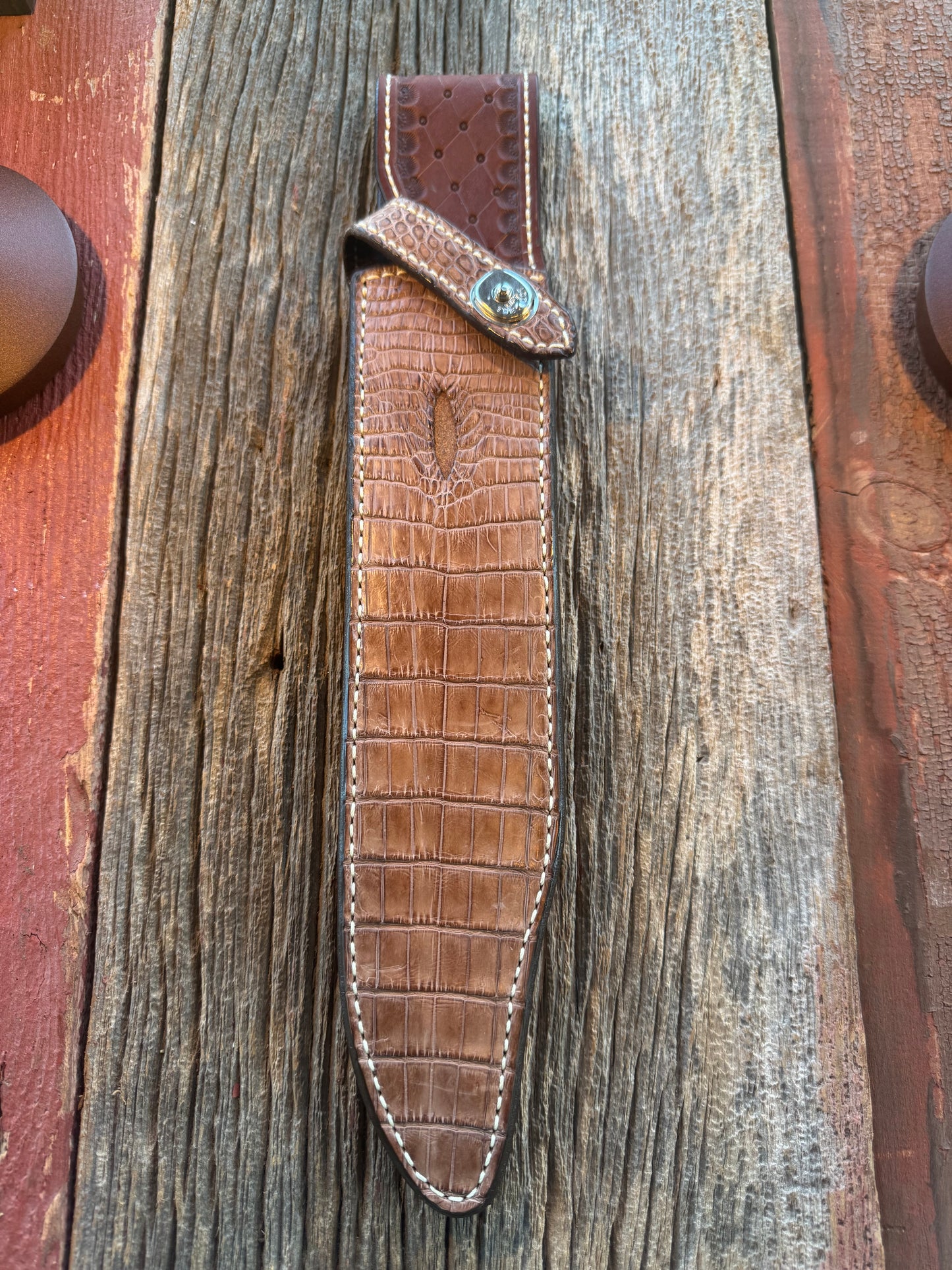 New Randall Model 12-11 Confederate Sheath in Exotic light Brown Anus Croc ( very rare) Custom Made at Sullivan’s by Gutcher.