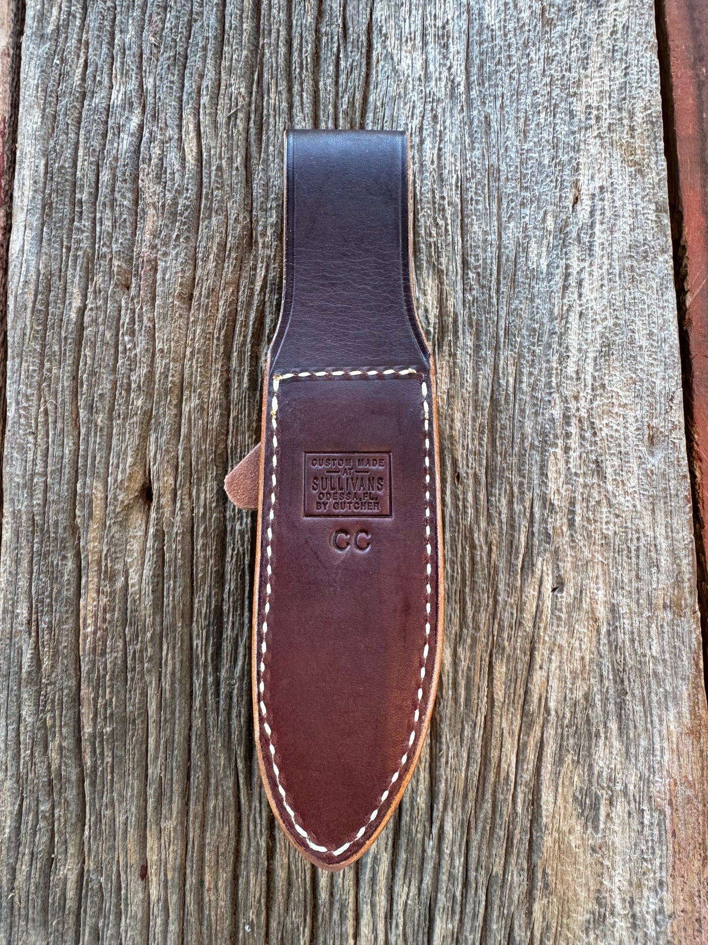 New Randall Sullivans by Gutcher Leather Knife Sheath for a Model Combat Companion with Sharpening Stone.