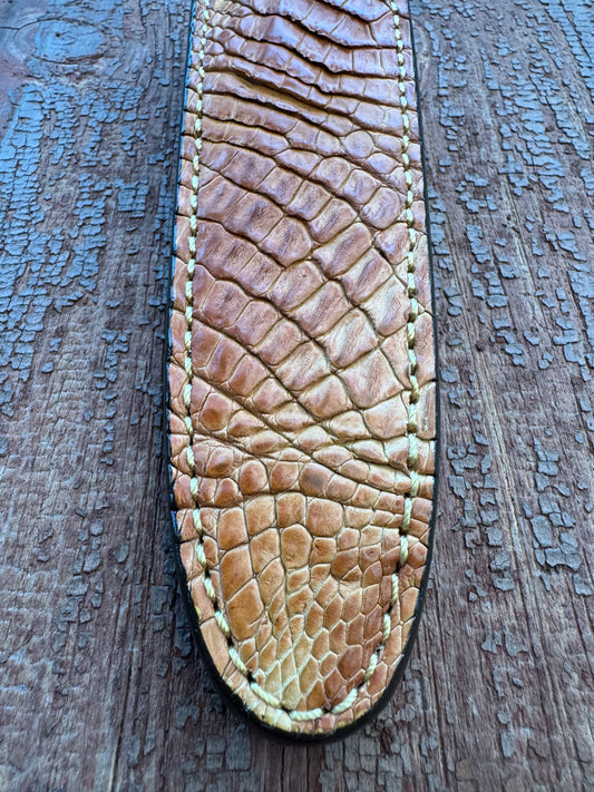 Randall Model “Gambler” 5 Inch Sheath in Exotic Rum Croc Hornback Crocodile by Treeman. (Sheath only)