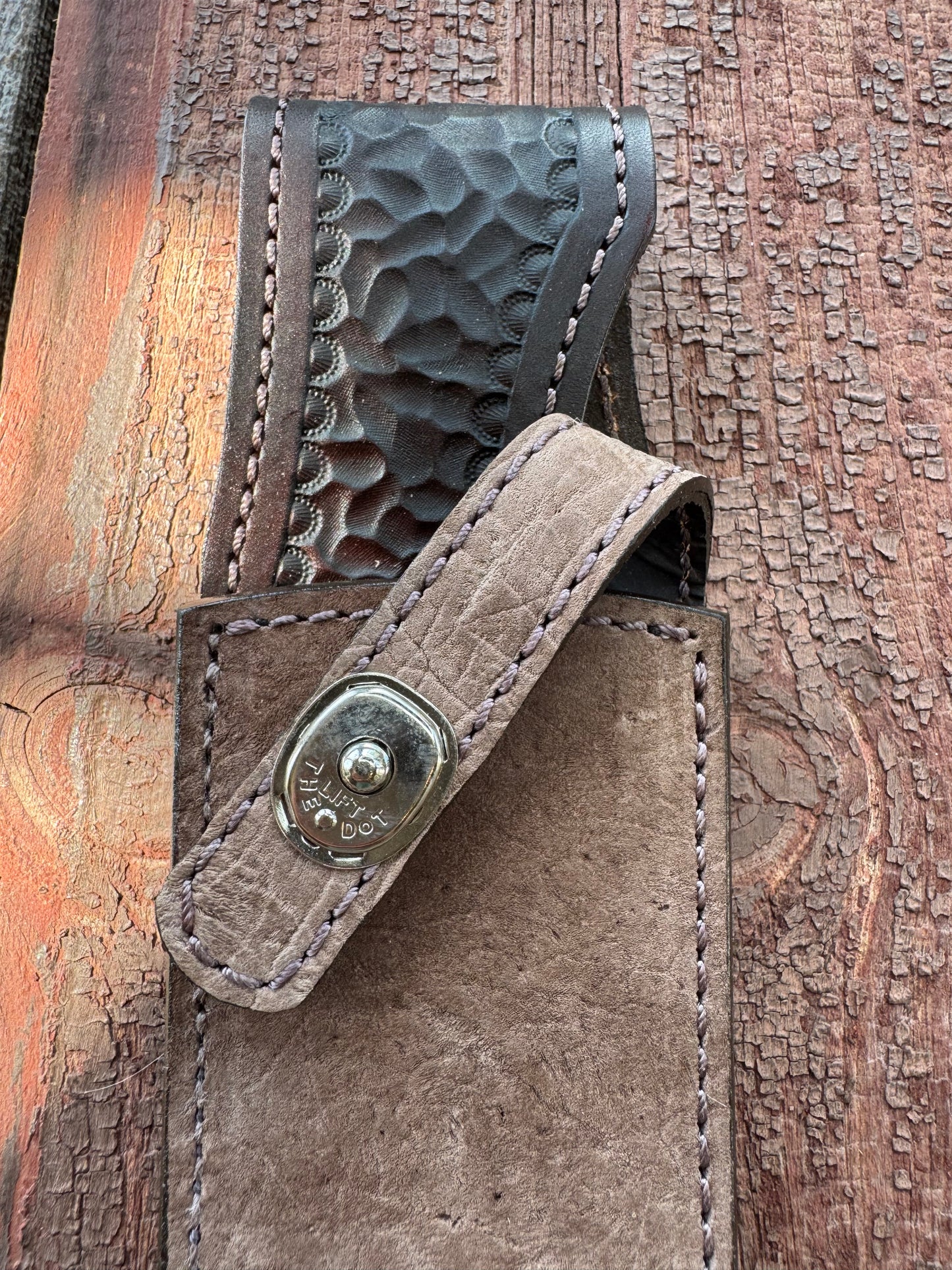 Randall Model 12-8 “Big Bear” Sheath in Exotic Grey Hippo leather by Treeman.