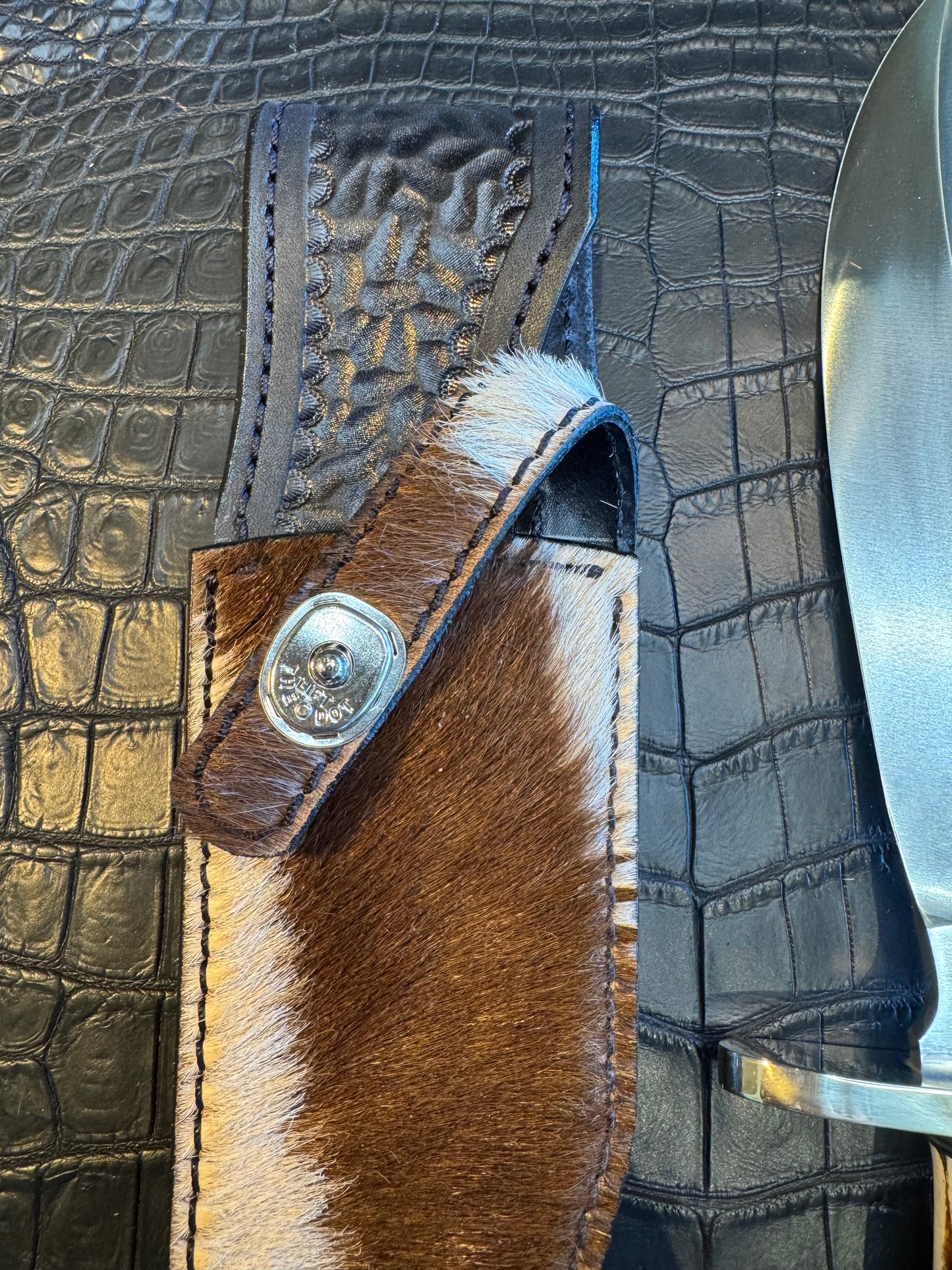 Randall Model 12-8 “Big Bear” Sheath in Exotic Zebra by Treeman. (Sheath only)