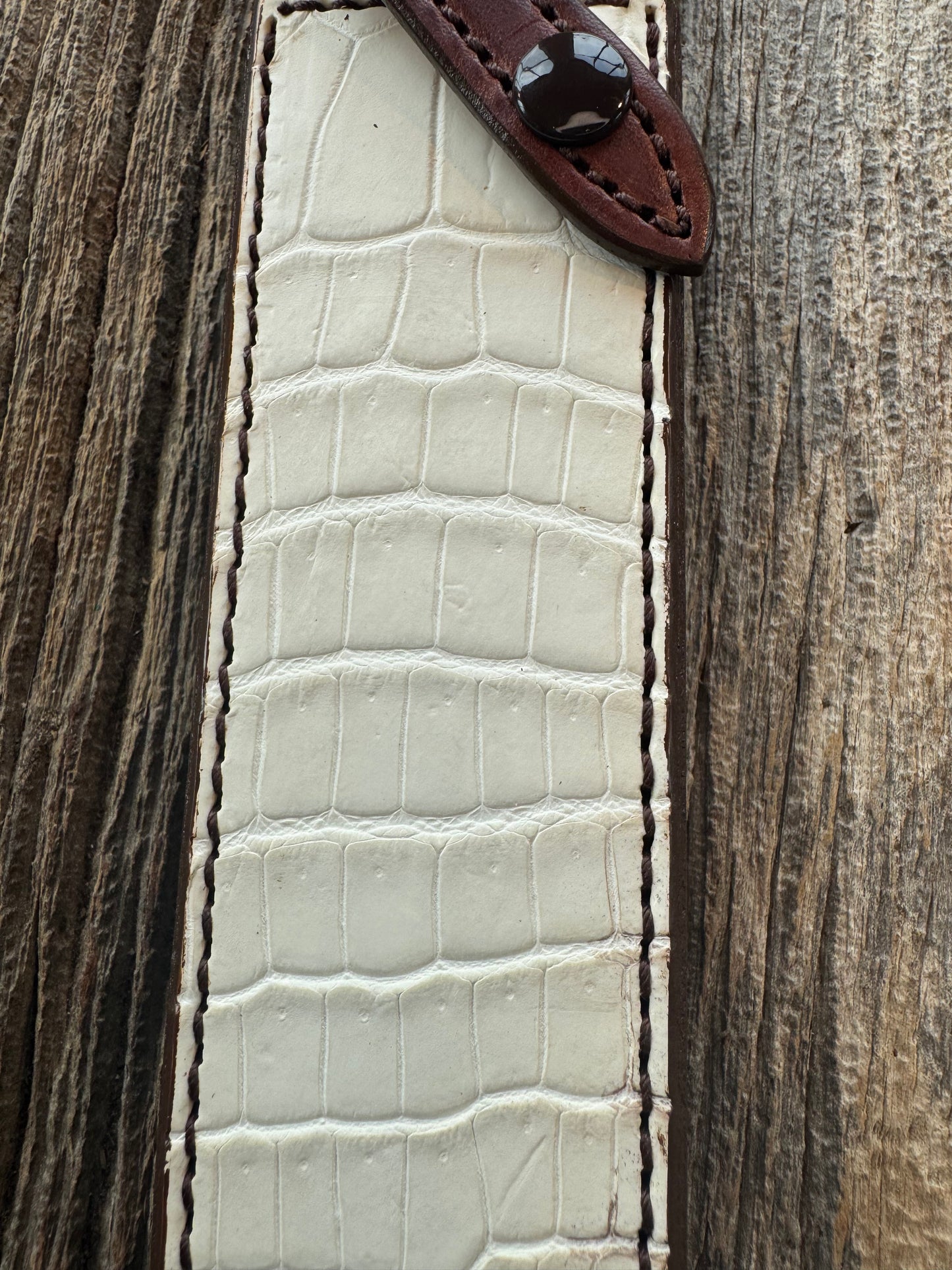New Randall Model 1-8 or 2-8 Sheath in Exotic white Natural Croc with full leather belt loop. Custom Made at Sullivan’s by Gutcher.