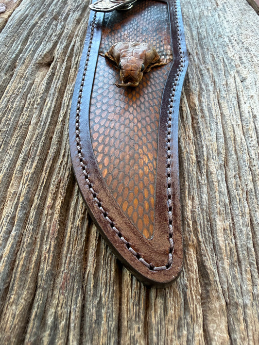 New Randall Model 12-8 Big Bear Sheath in Exotic Cobra with actual head by Treeman. Black and Browns … one of only a three I made.