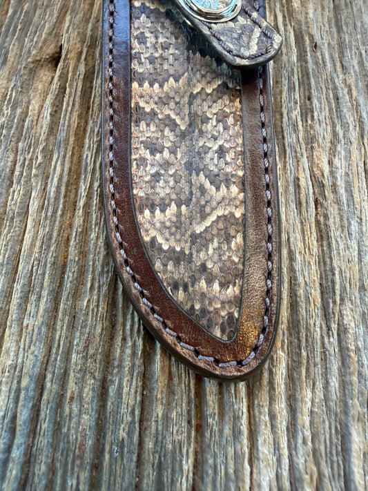 Randall Model 23 Sheath in Exotic Southern Water Moccasin from Treeman Sheaths. Stunning colors and pattern.