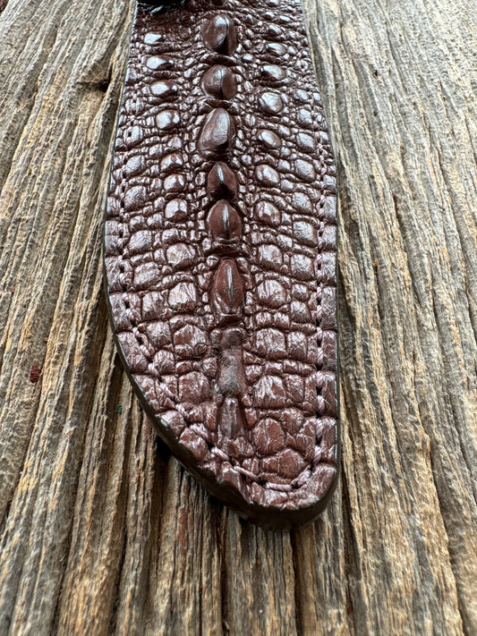 Randall Model 14 Sheath in Exotic Brown Snapping Turtle by Treeman. Spiked Dragon tail portion of the turtle.