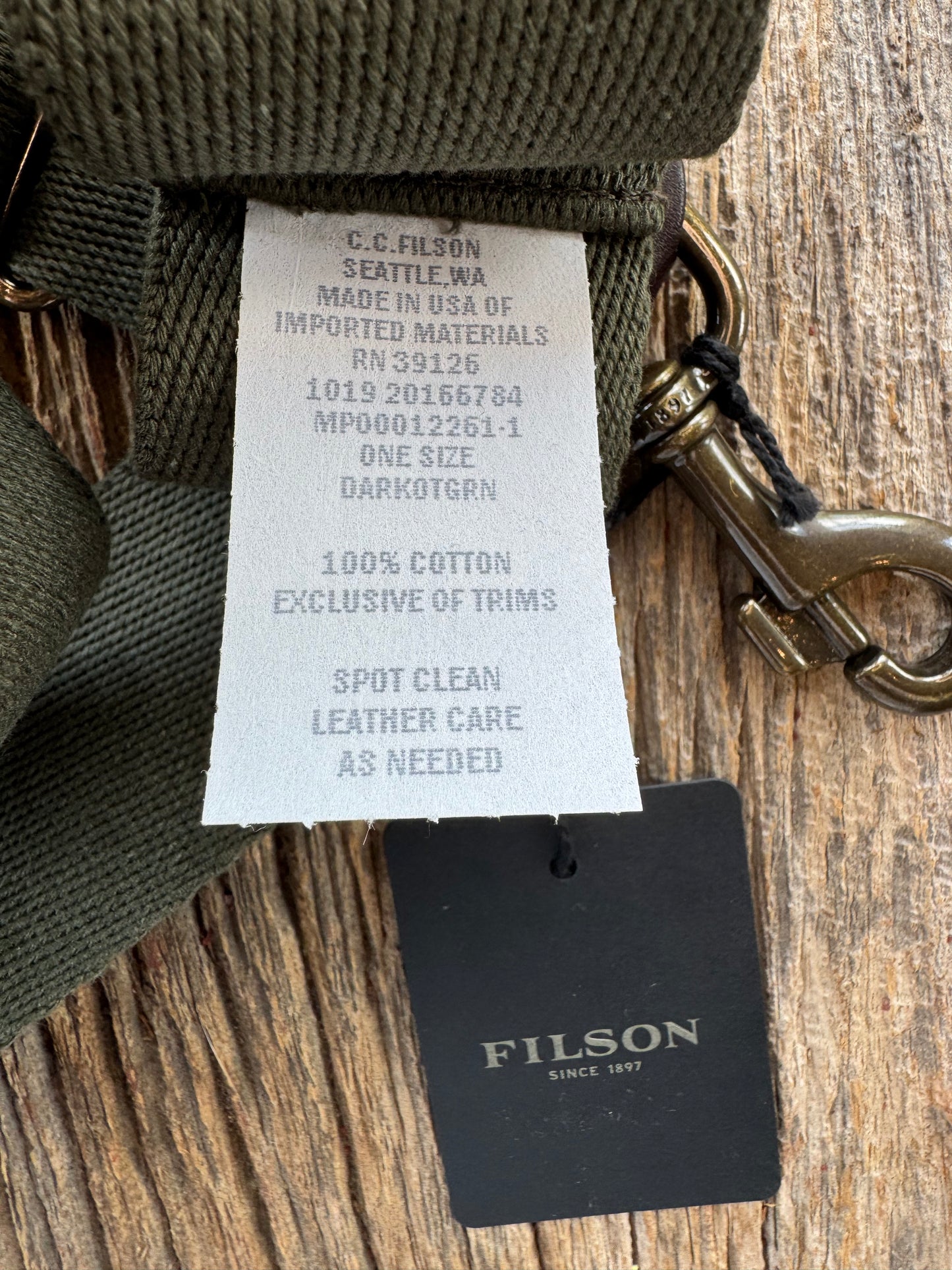 NWT Filson 24/48 Hour Cotton Webbing Strap # 20166784 Otter Green Made in USA