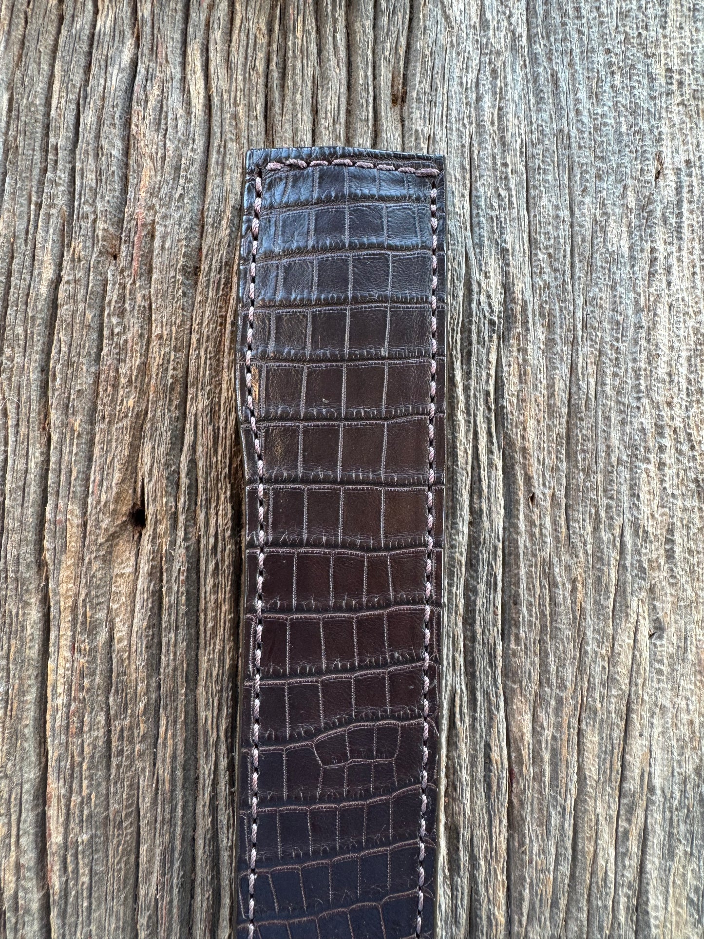 Randall Model 10-7 Fisherman Exotic Sheath in Dark Brown Caiman by Treeman.