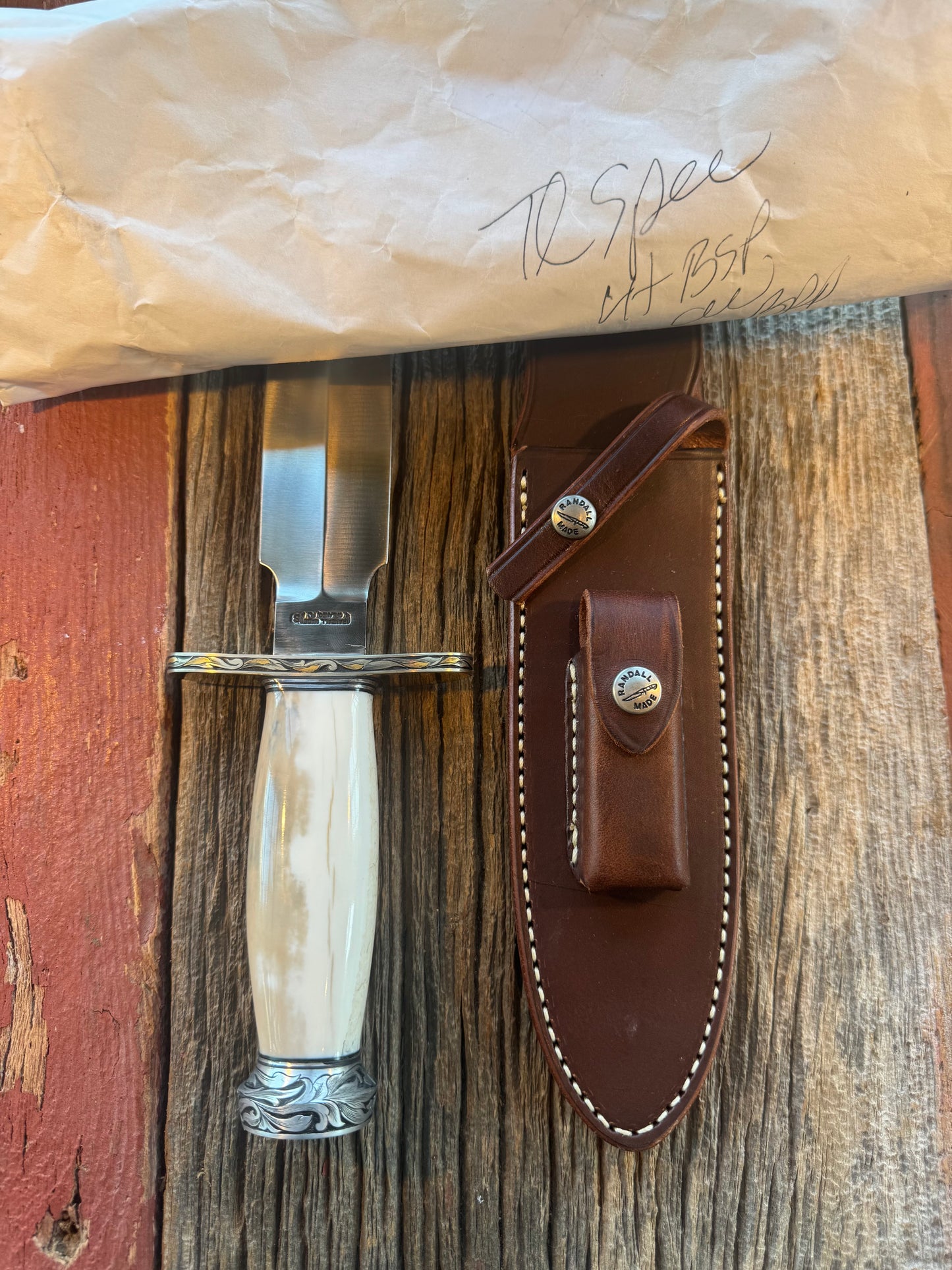 New in Paper Randall Clinton Special Fossil Walrus Ivory, SS, Jere Davidson engraved with Gold and Silver.