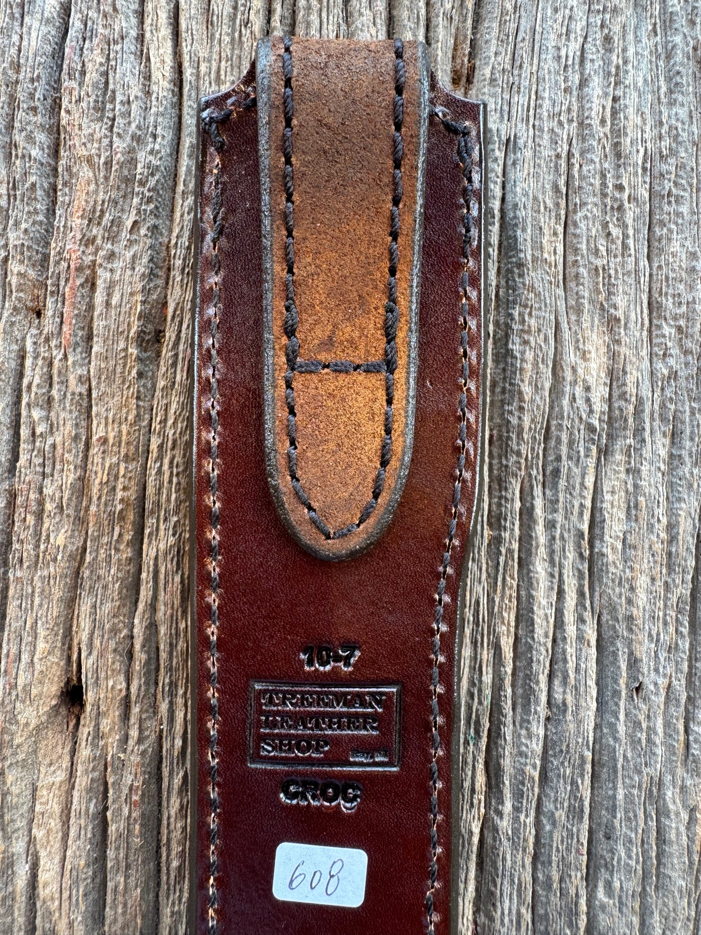 Randall Model 10-7 Fisherman Exotic Sheath in Army Green Crocodile by Treeman.