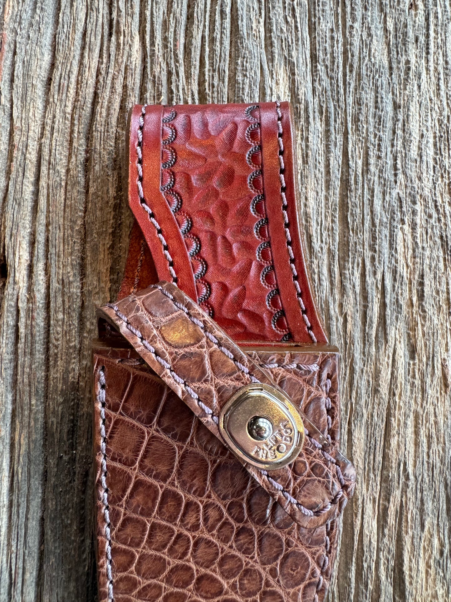 Randall Model 19-5 Exotic Brown Hornback Crocodile Sheath from Treeman.