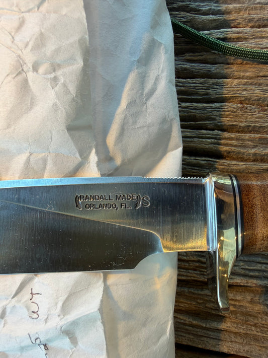 New in paper Randall Knife Model 25-6 Trapper in Stag Leather Handle Stainless Blade, NSH