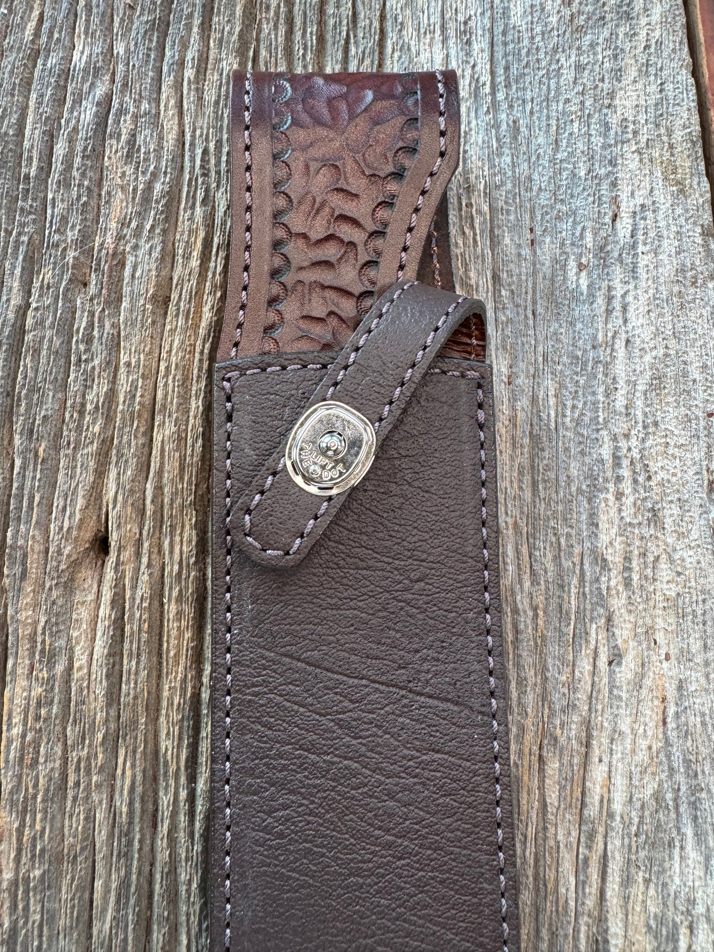 Randall Model 12-9 Sheath in Exotic Cape Buffalo in Dark Brown Leather from Treeman.
