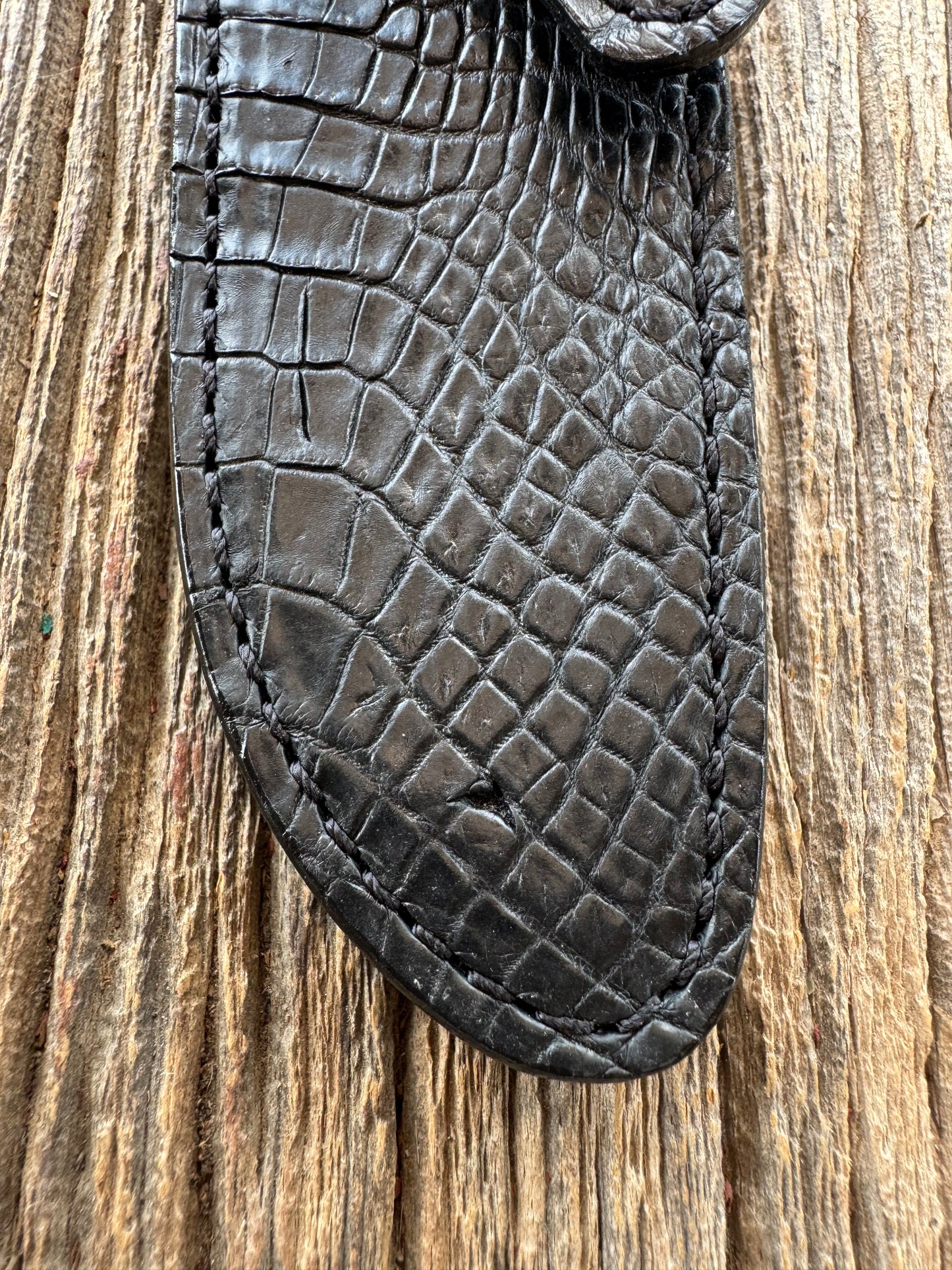 Randall Model 23 Sheath in Exotic Black Crocodile from Treeman.