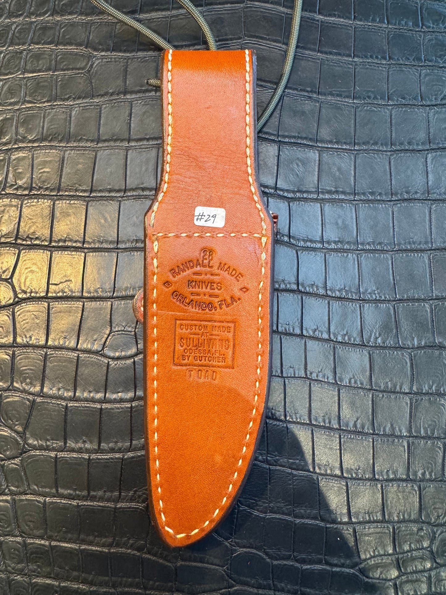 New Randall Model 28 Sheath in Exotic African Toad Custom Made at Sullivan’s by Gutcher.