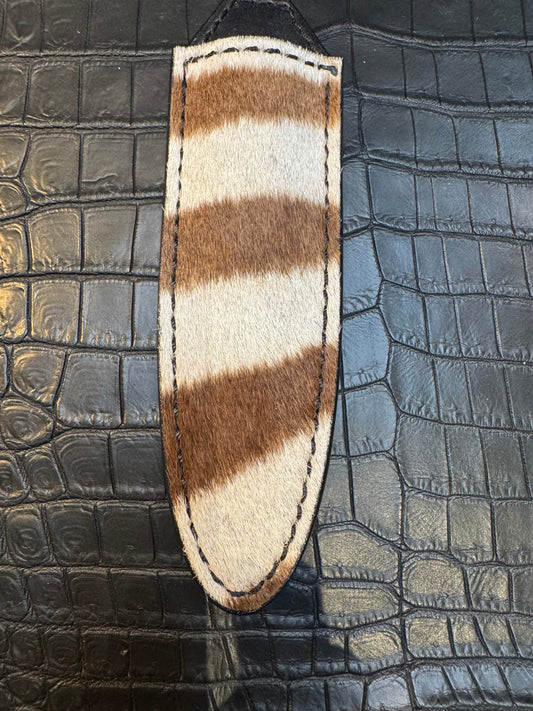 Randall Model 24 “Guardian” Sheath in Exotic Zebra by Treeman. (Sheath only)