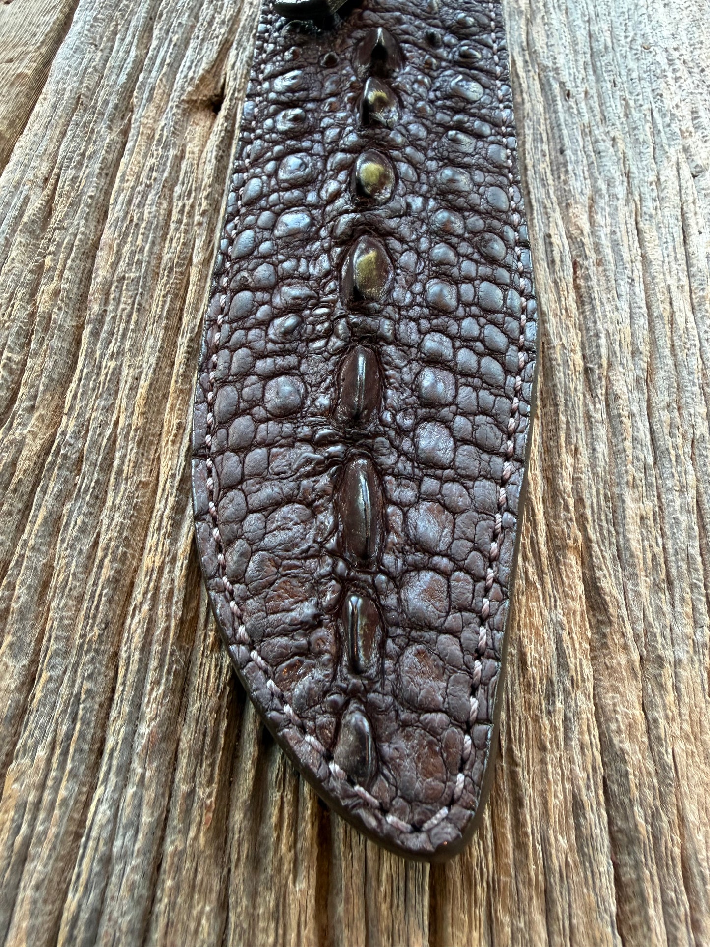New Randall Model 12-9/14 Grind Sheath in Exotic Brown Snapping Turtle by Treeman. Spiked Dragon tail portion of the turtle.