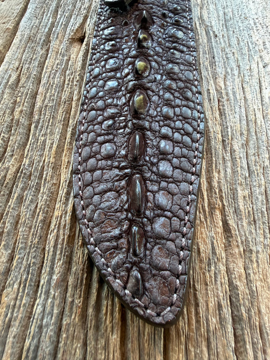 New Randall Model 12-9/14 Grind Sheath in Exotic Brown Snapping Turtle by Treeman. Spiked Dragon tail portion of the turtle.
