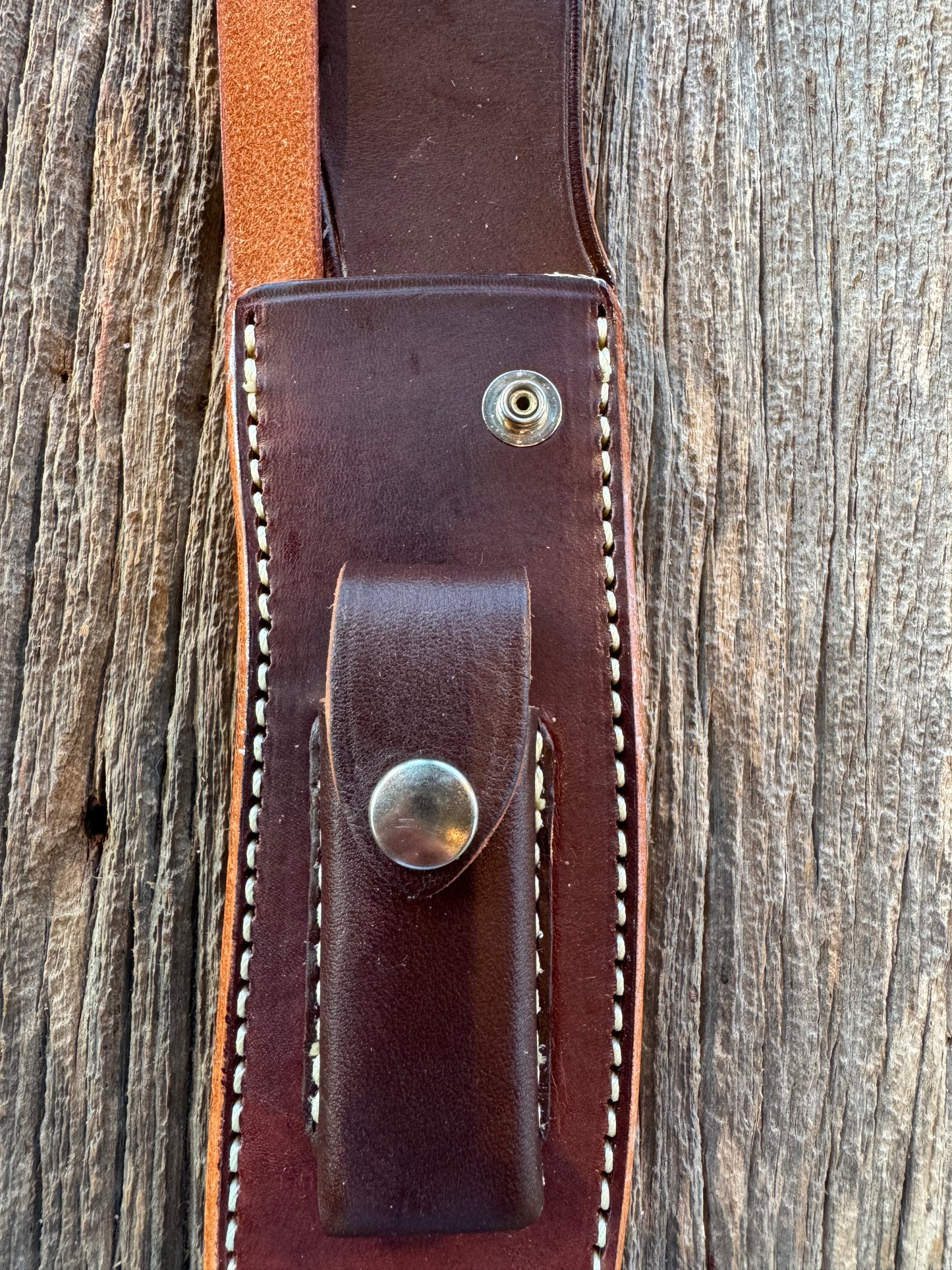 New Randall Sullivans by Gutcher Leather Knife Sheath for a Dealer Special Model 12-8C Small Sasquatch with Sharpening Stone.