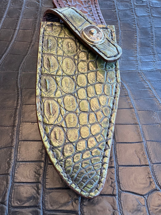 Randall Model 19-5 Exotic Army Green Crocodile Sheath from Treeman.