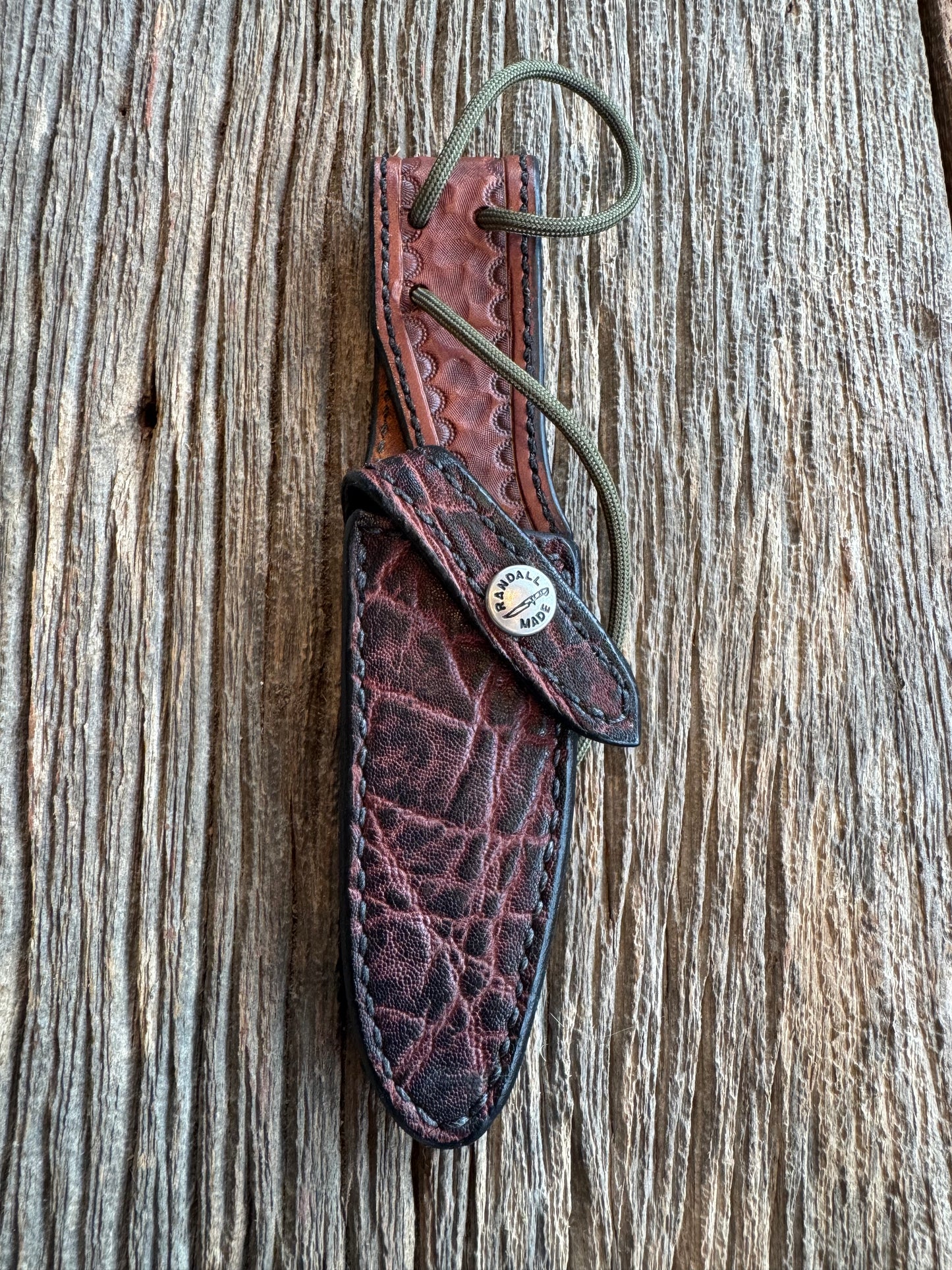 Rare Randall Model 2-4 sheath in Exotic Elephant from Sullivans by Gutcher.