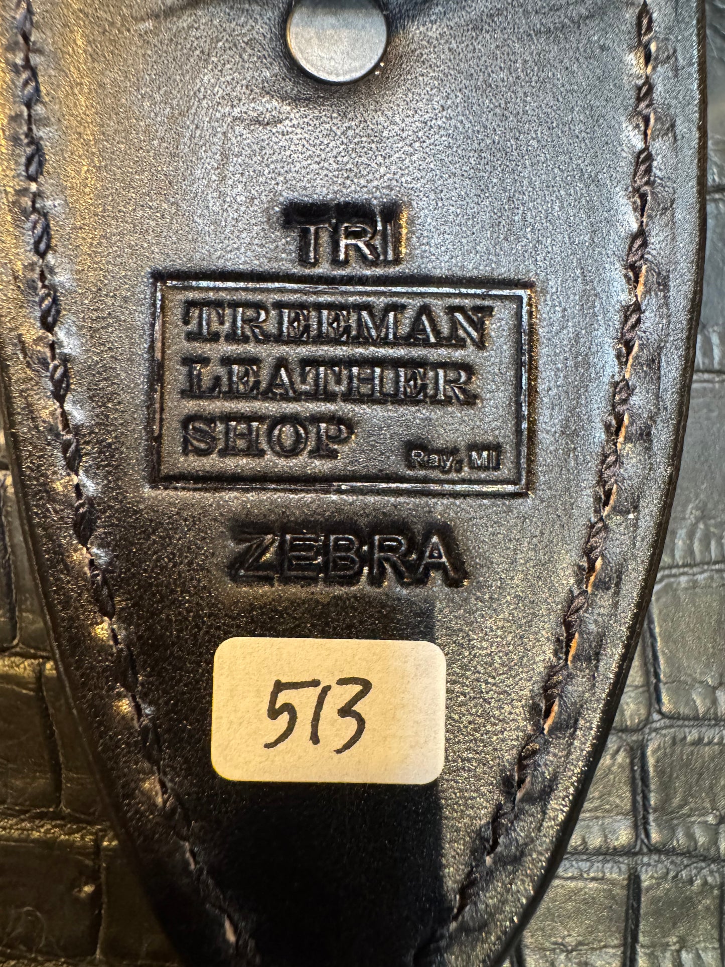 Randall Model Tri Athlete Sheath with Scales Added in Exotic African Zebra ( unique pattern) by Treeman. (Sheath only)