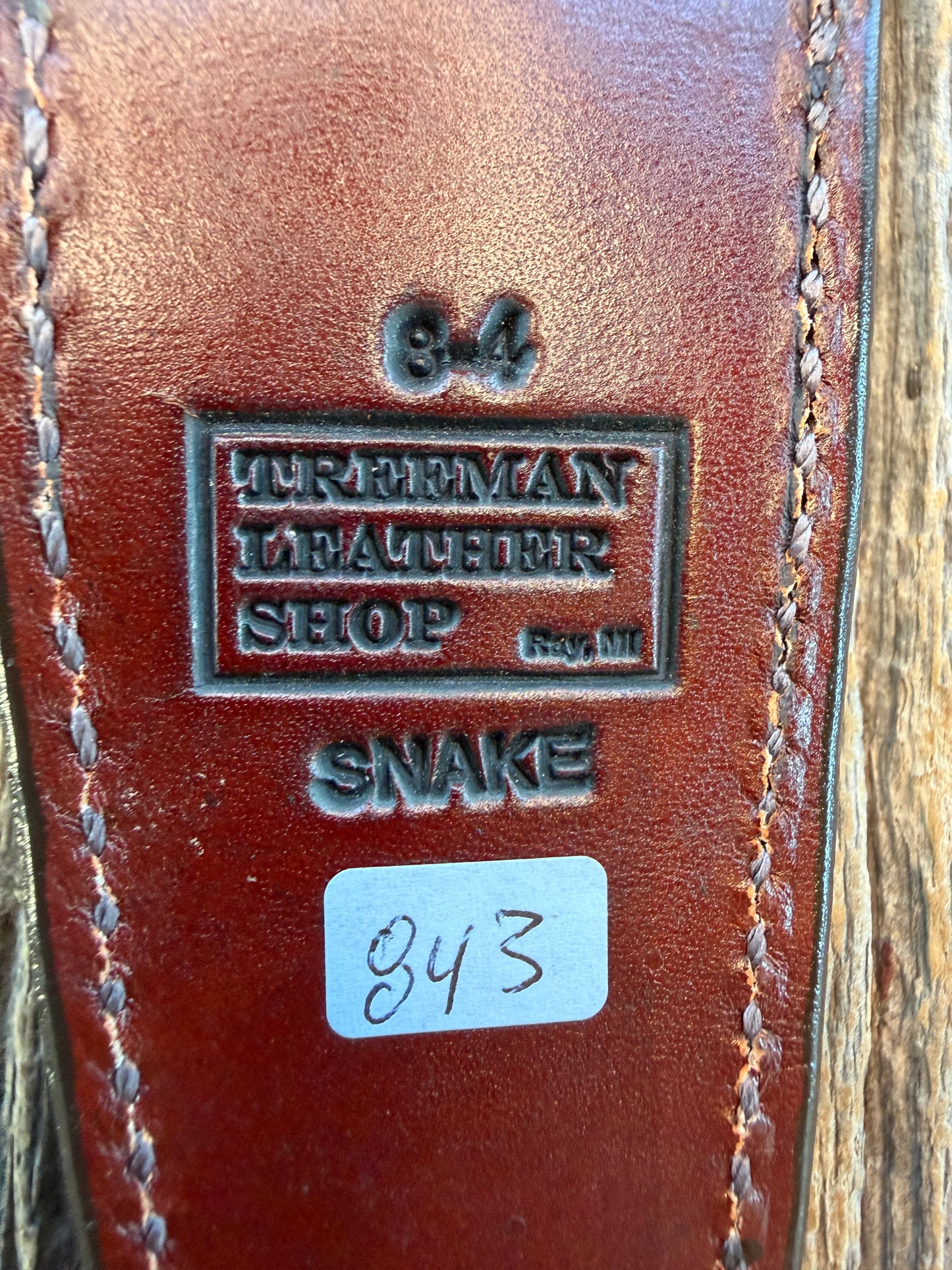 Randall Model 8-4 Sheath in Exotic Eastern Copperhead from Treeman Sheaths. Stunning colors and pattern.