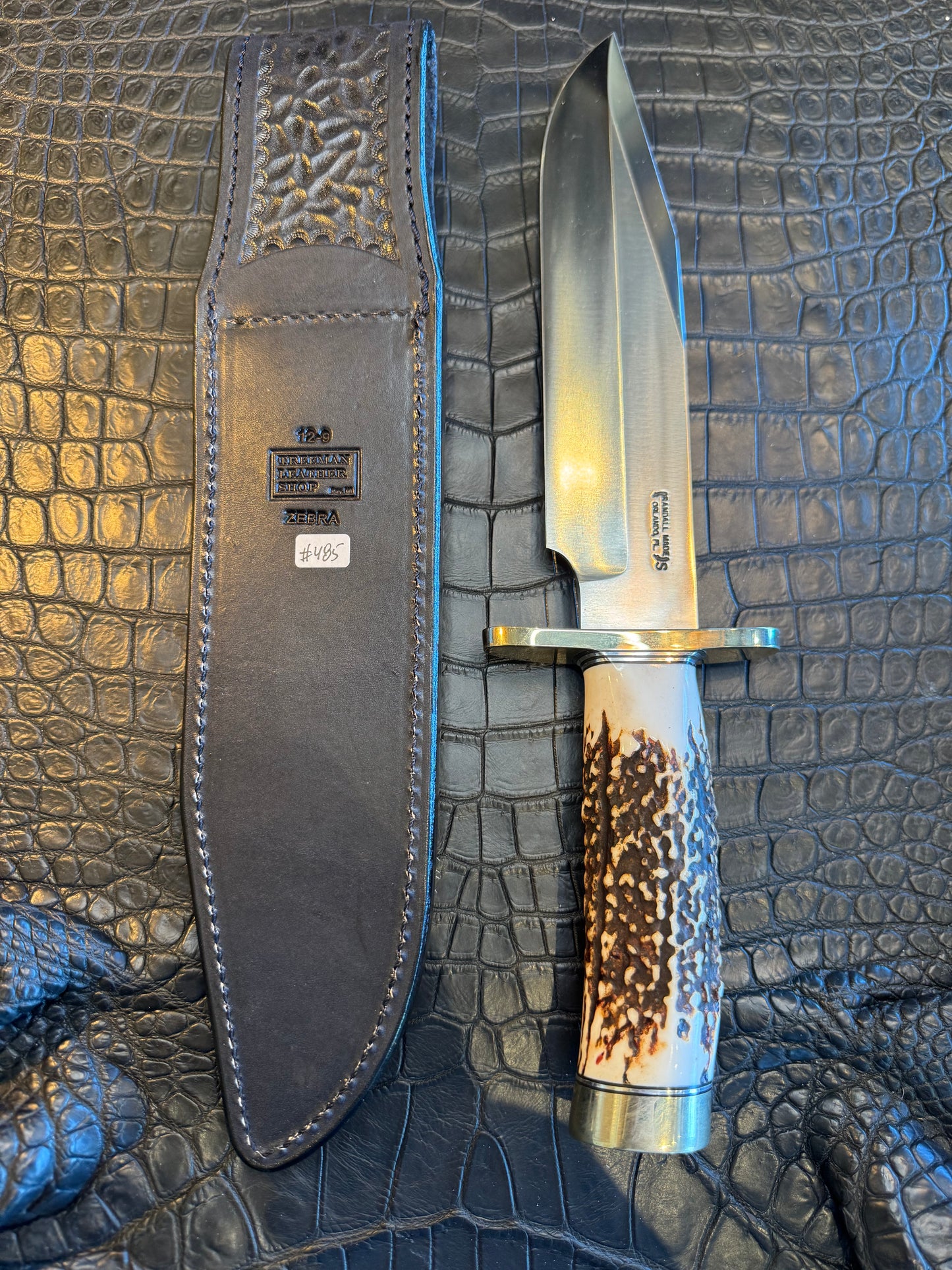 Randall Model 12-9/14 Grind Sheath in Exotic Zebra by Treeman. (Sheath only)