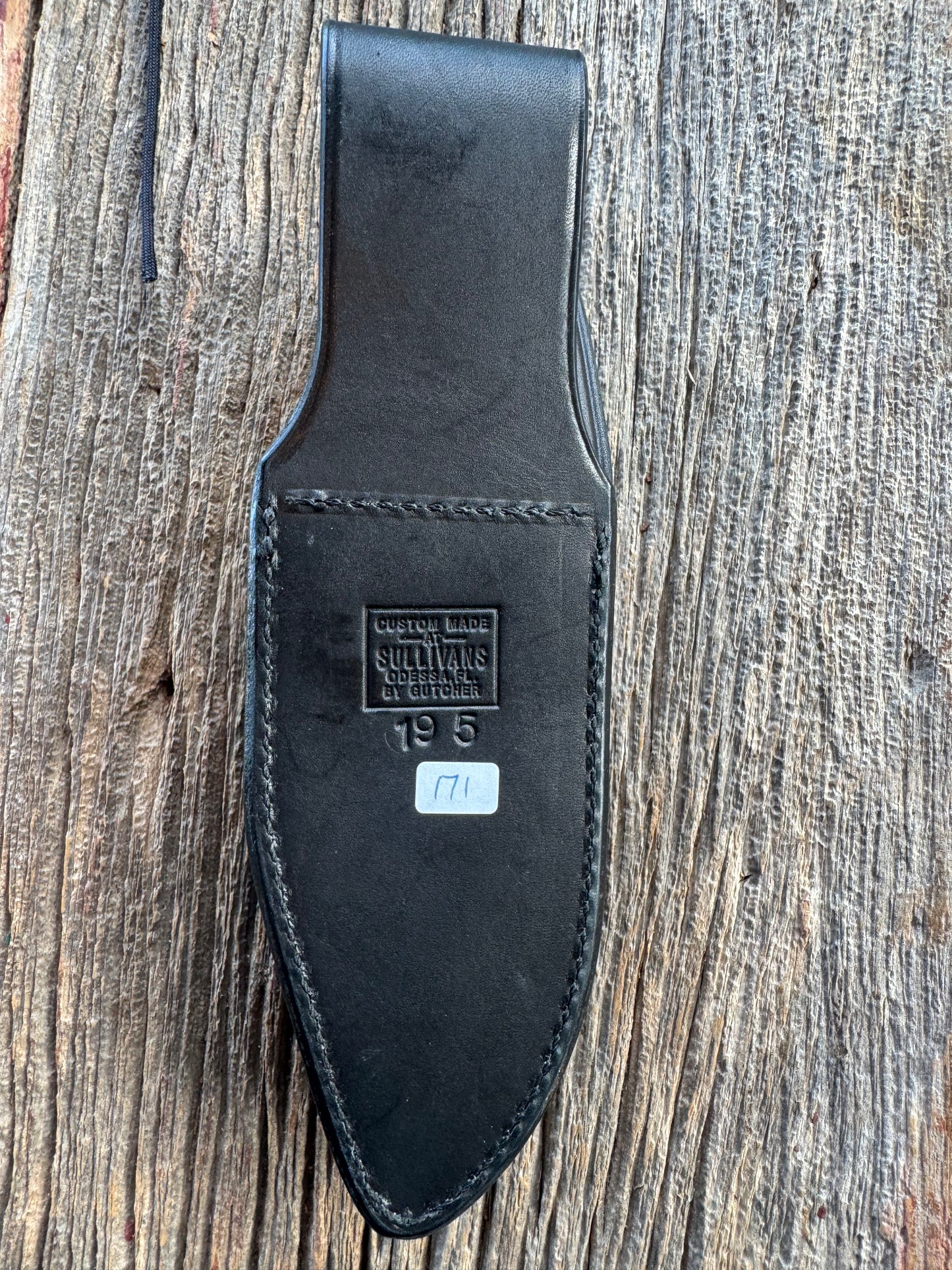 New Randall Sullivans by Gutcher Black Leather Knife Sheath Model 19-5 with Sharpening Stone.