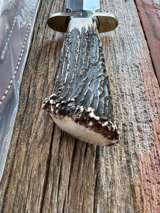 NOTE : Item is part of my personal Collection. Adding to cart will not result in sale. New in paper Randall Model Clinton Special with a Huge piece of Popcorn Crown Stag. Nickel Silver Hilt with a natural end.