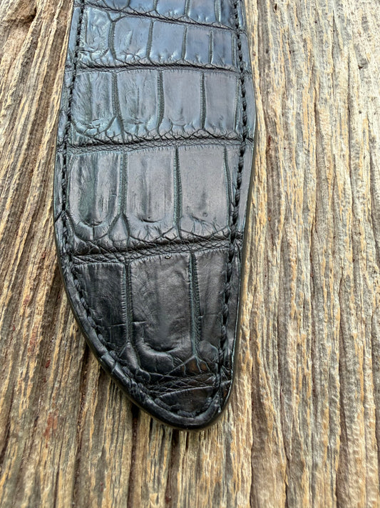 New Randall Model 14 Sheath in Exotic Black Matte Crocodile from Treeman with the newest Black Canteen snap. Killer sheath.