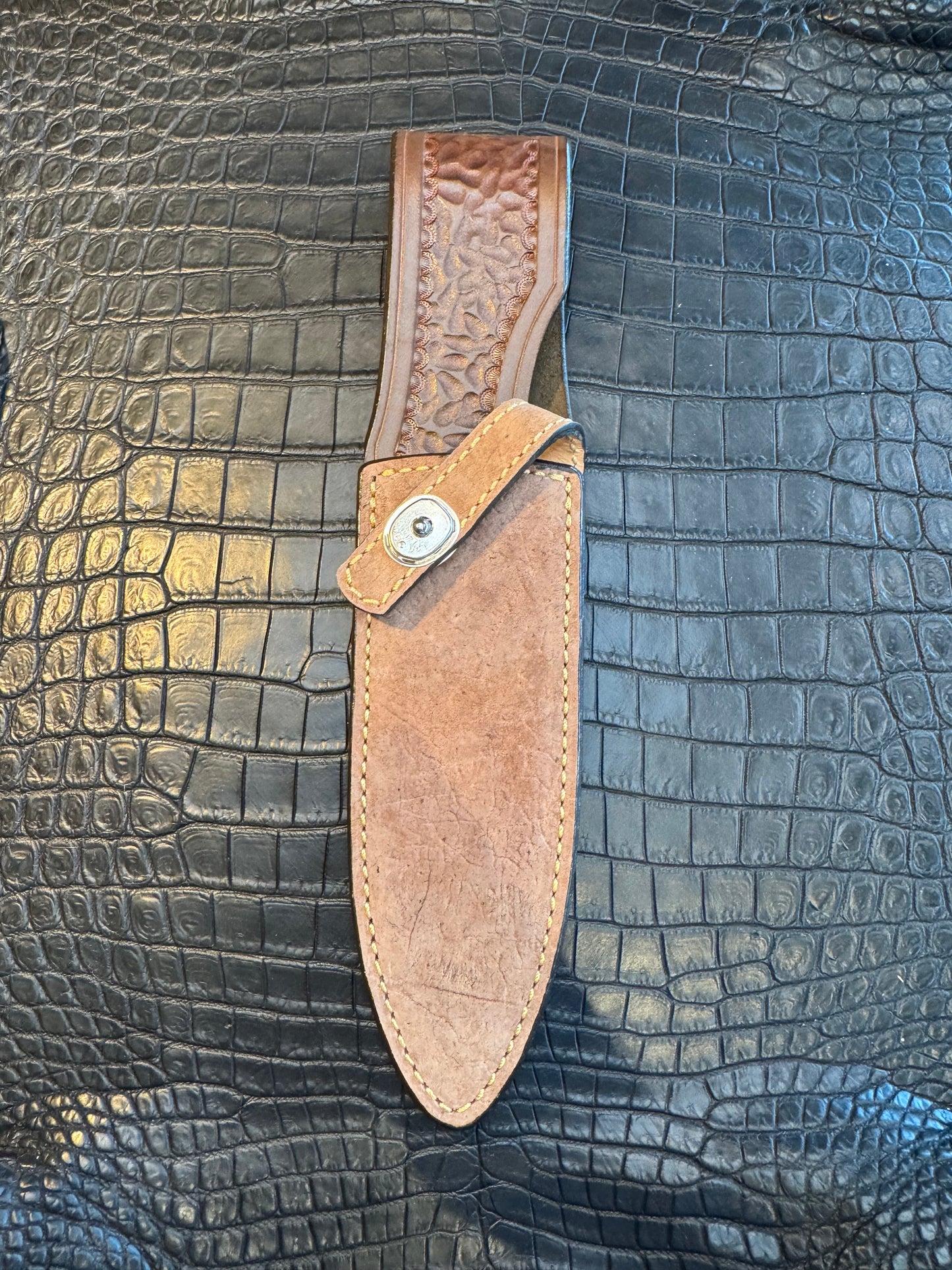 Randall Model Clinton Special TC Exotic Sheath in Grey Hippo by Treeman.