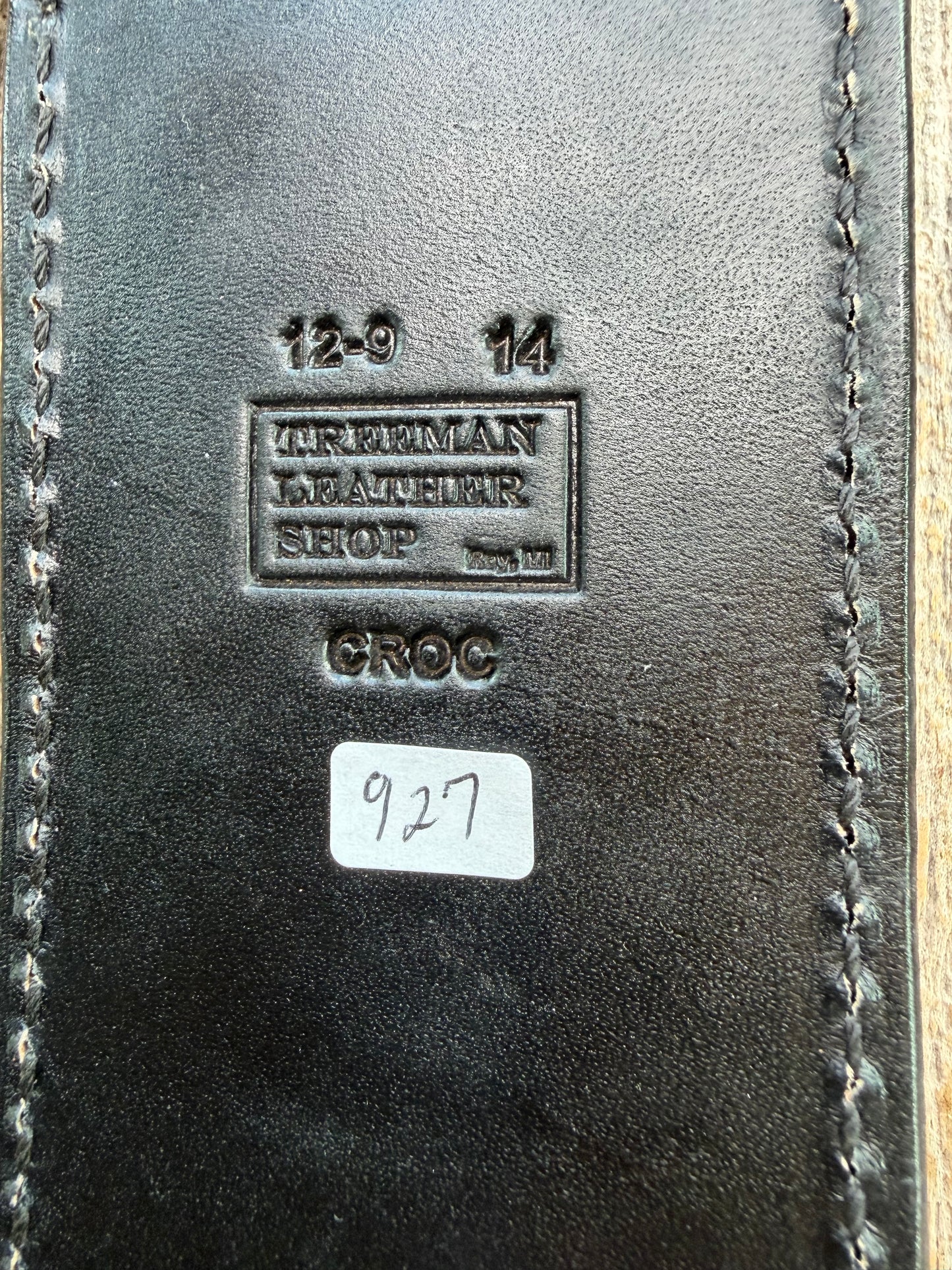 New Randall Model 12-9 Sheath in Exotic Black/Grey Matte Crocodile from Treeman with the newest Black Canteen snap.