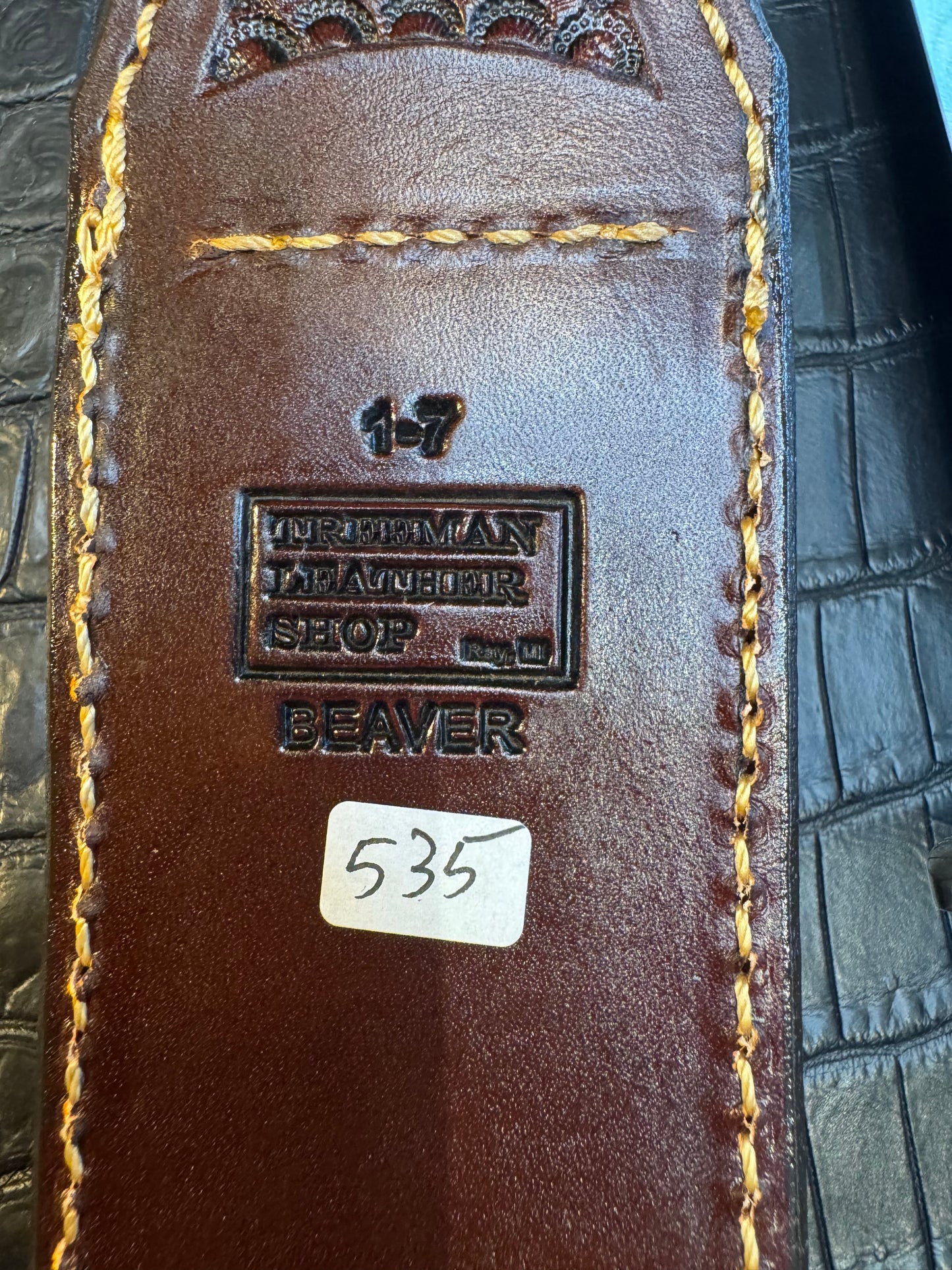 Randall Model 1-7 Sheath Straight Hilt in Exotic Beaver Tail by Treeman. (Sheath only)