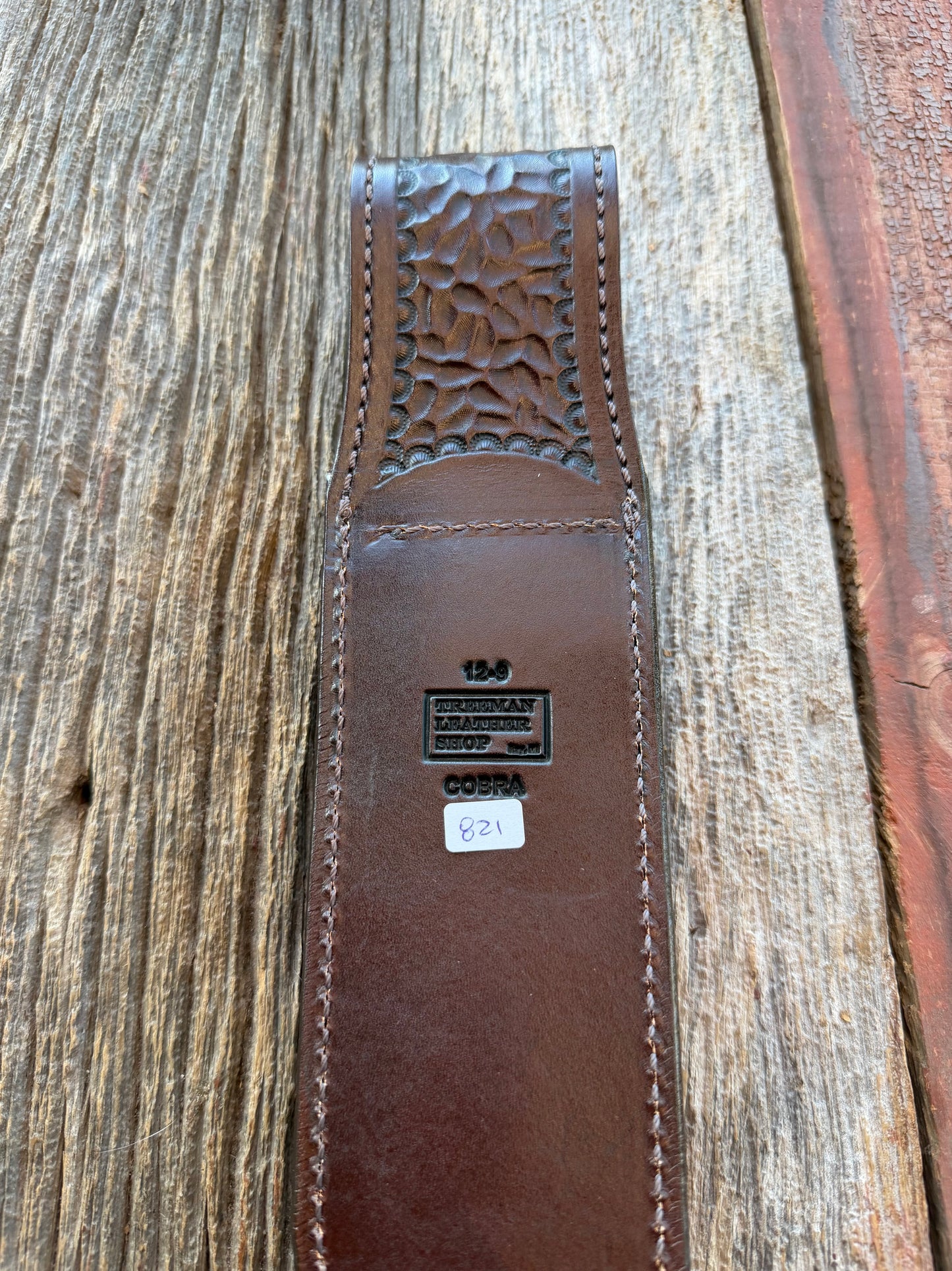 New Randall Model 12-9 Bowie Sheath in Exotic Cobra with actual head by Treeman. Black and Browns … one of only a few 12-9’s I have.