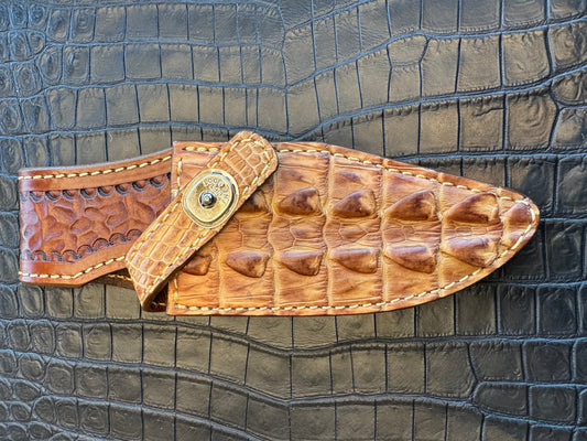 Randall Model 19-5 Exotic Rum Tan Crocodile Tail Sheath from Treeman.