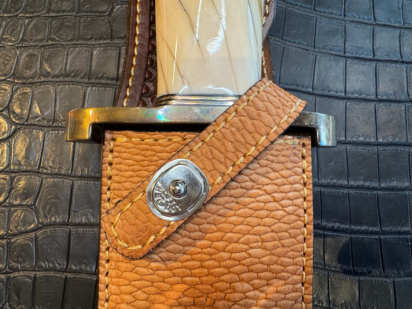 Randall Model Smithsonian “Smitty” Sheath Lugged Hilt in Exotic Beaver Tail by Treeman. (Sheath only)