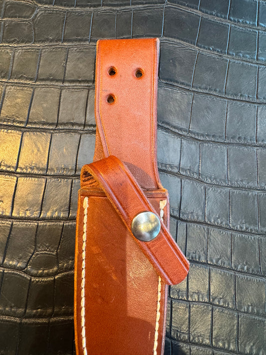 Randall Model 2-4 Sheath in Tan Leather made at Sullivans by Gutcher in Tampa Florida. Official sheath maker for Randall Knives.