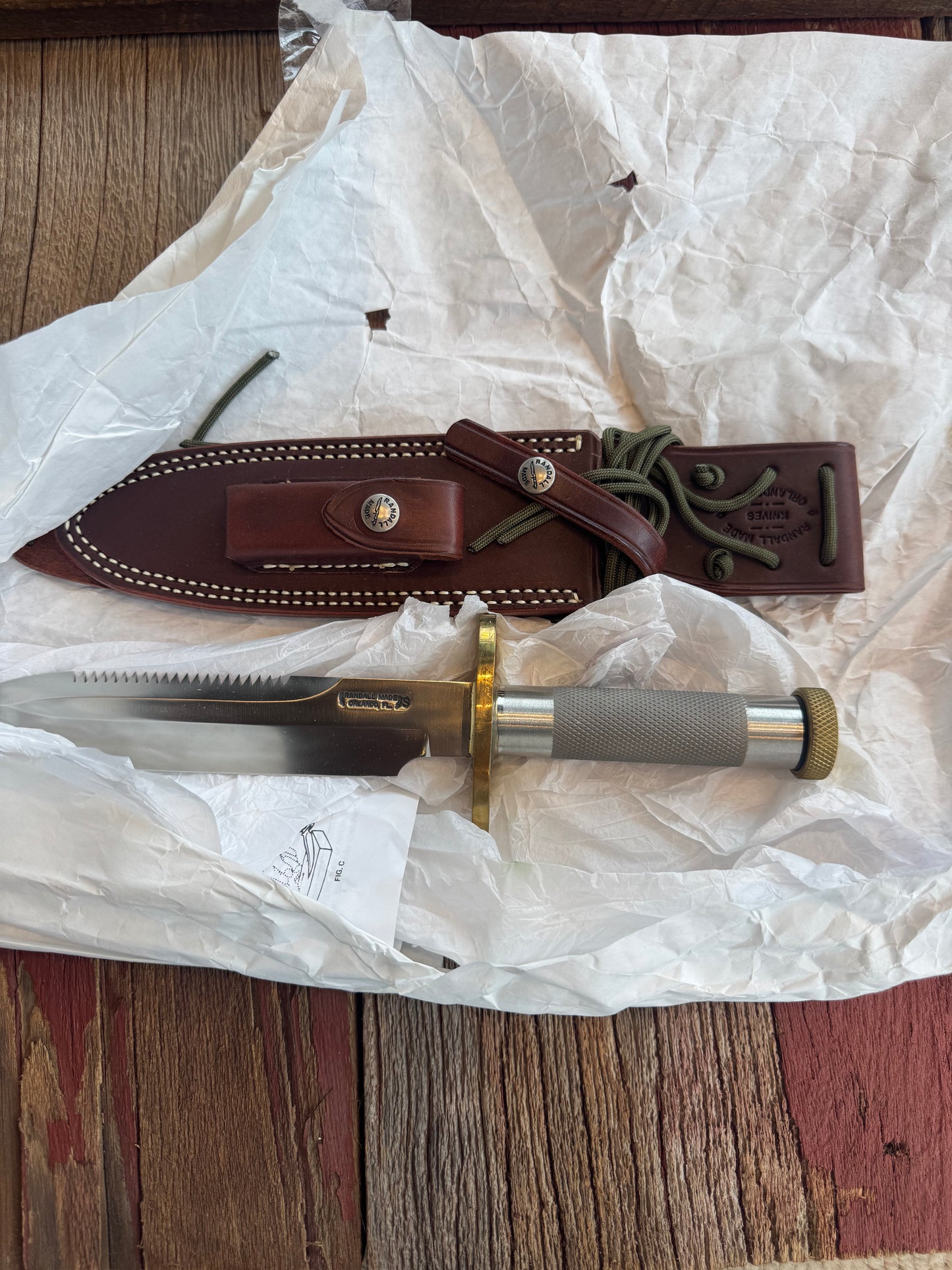 New in Paper Randall Knife Model 18-7.5 Stainless Steel Compass New