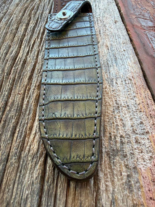 New Randall Model 1-7 Sheath in Exotic Army Green Crocodile from Treeman.