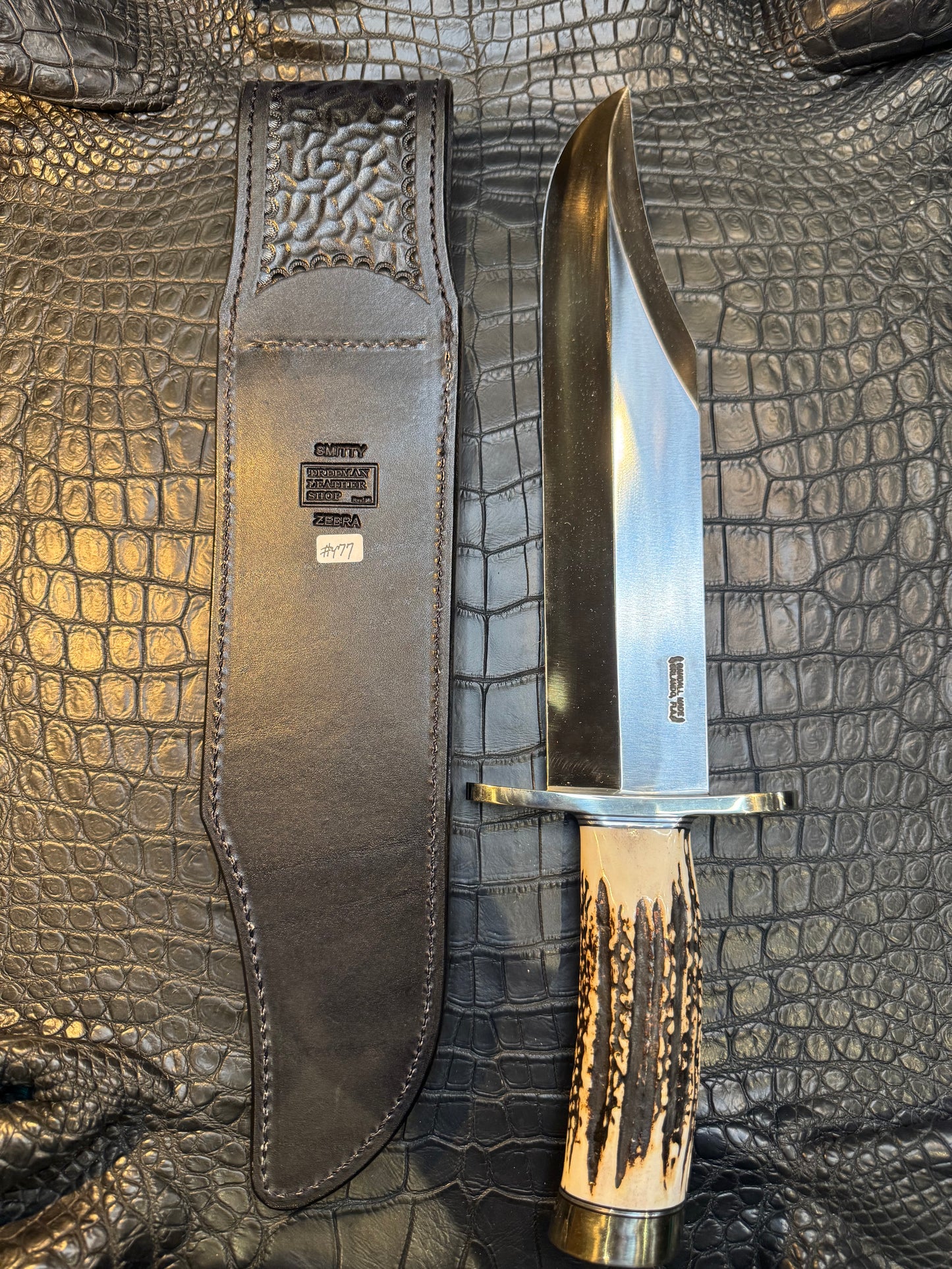 Randall Model Smithsonian “Smitty”Sheath in Exotic Zebra Hide from Treeman. Sheath only