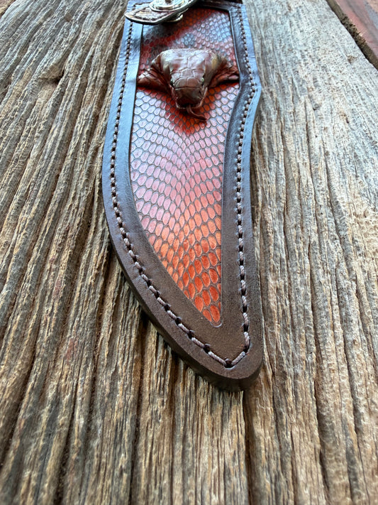 New Randall Model 12-8 Big Bear Sheath in Exotic Cobra with actual head by Treeman. Black and Browns … one of only a three I made.