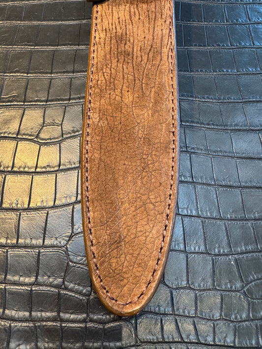 New Randall Model 2-8C Sheath in Exotic Chocolate Hippo Custom Made at Sullivan’s by Gutcher.